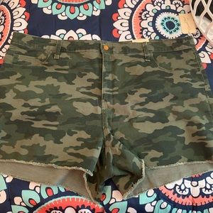 Camo High Rise Midi Shorts